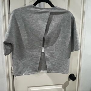 Lululemon Minimal Short Sleeve open back tee
Heathered Power Grey size 4
